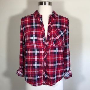 Prototype plaid woven button front size Medium